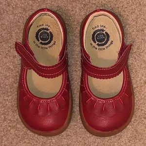 Livie & Luca Red Ruche Mary Jane toddler girls